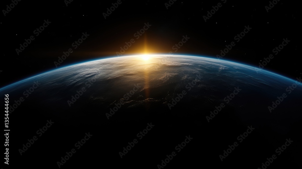 Obraz premium Earth rising, sunlit from space