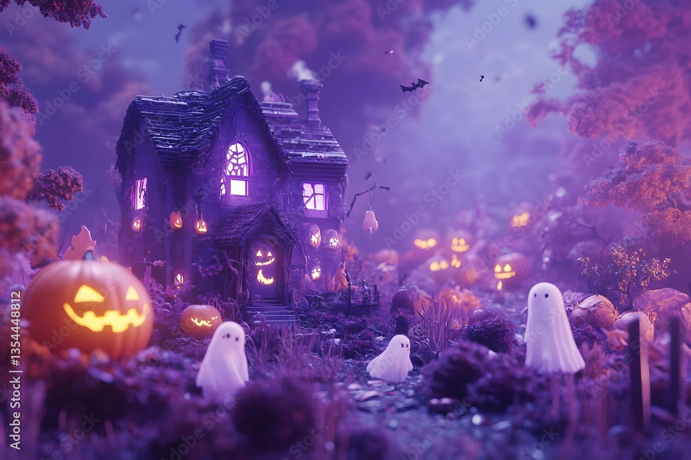 Obraz premium Moonlit Mysteries Haunting Halloween Graphics