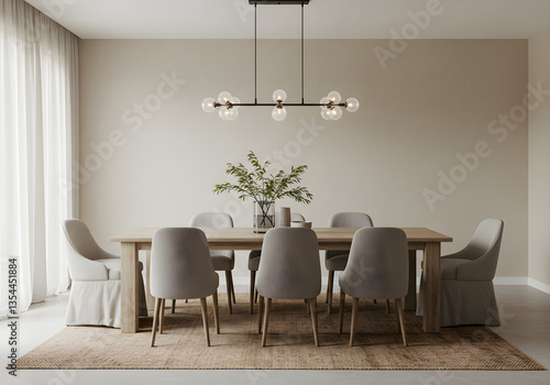Serene Minimalist Dining Room with Japanese-Inspired Tranquility