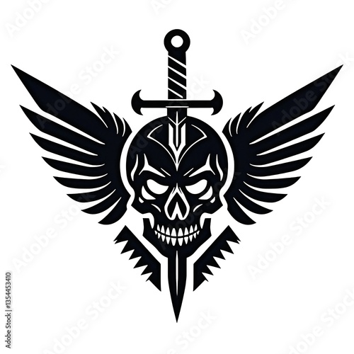 Winged Skull Coat of Arms with Sword