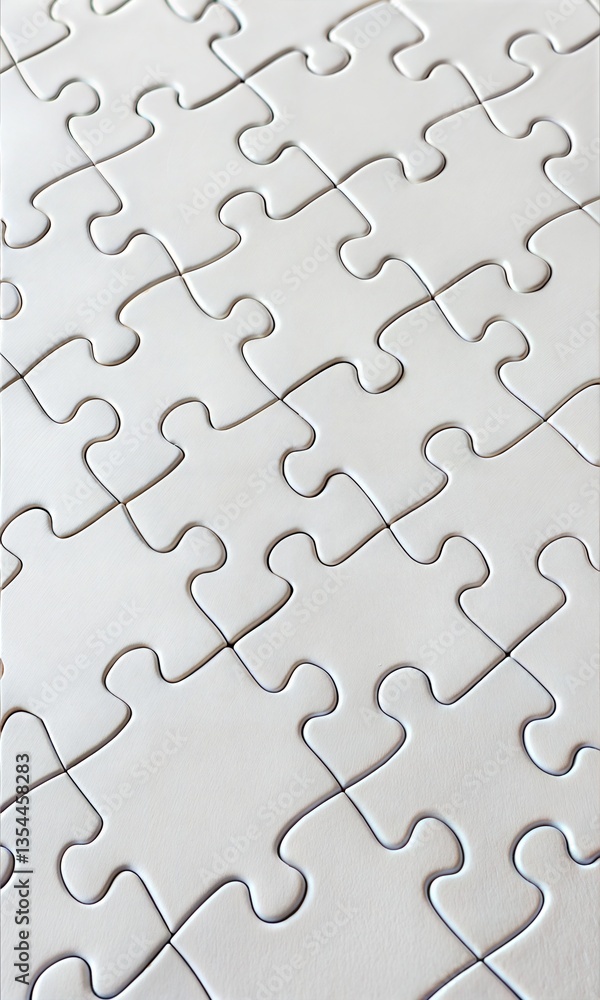 Blank white jigsaw puzzle pattern as a mockup background, top view. (Puzzle) Blank white jigsaw puzzle pattern as a mockup background, top view. (Puzzle)