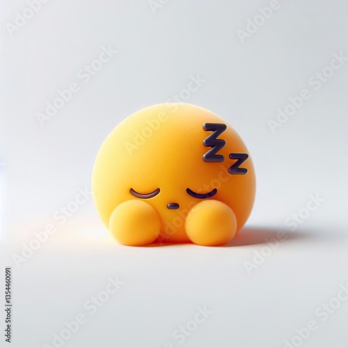 Wallpaper Mural 3d fluffy yellow sleeping emoji, white background Torontodigital.ca