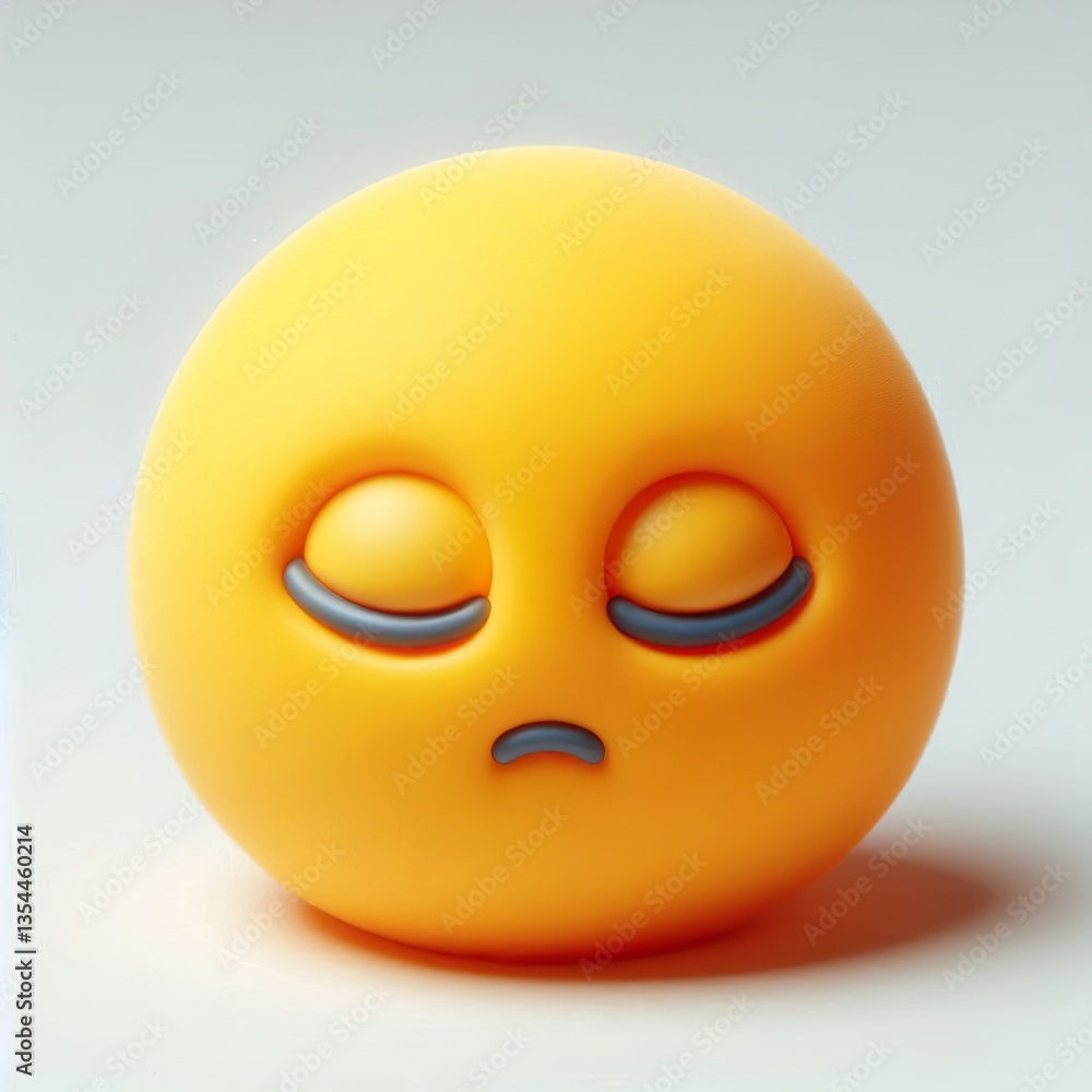 Fototapeta premium 3d fluffy yellow sleeping emoji, white background