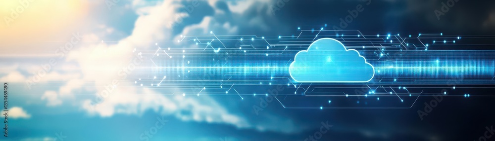 Obraz premium Abstract digital representation of cloud computing and data storage
