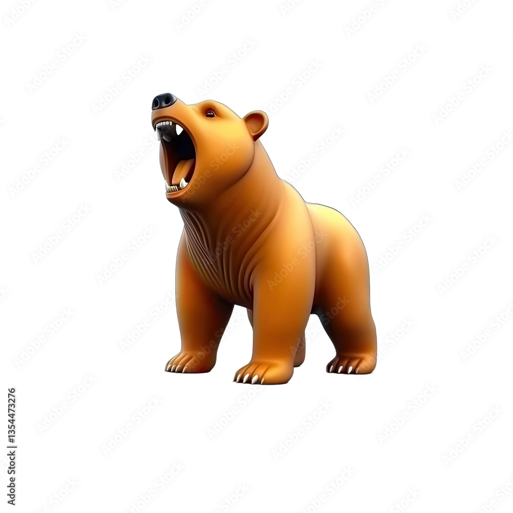 Fototapeta premium Roaring 3D Brown Bear Powerful Wildlife Illustration