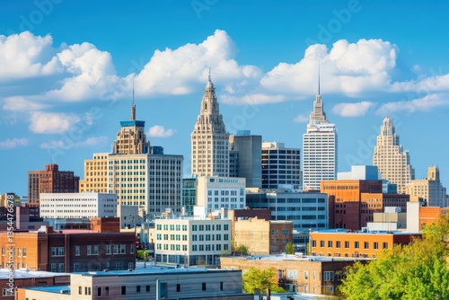 Obraz na płótnie Akron, Ohio, USA downtown city skyline w salonie