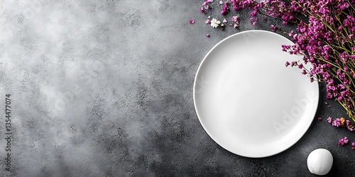 Empty Plate with Flowers.