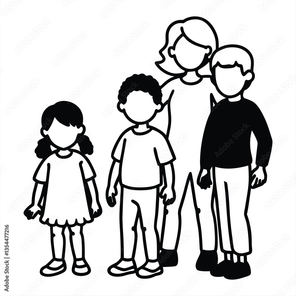Happy family silhouette vector illustration Happy family silhouette vector illustration