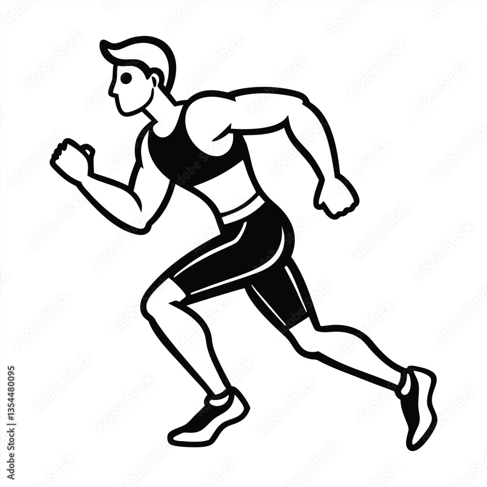 Running man silhouette vector illustration of an athlete in action Running man silhouette vector illustration of an athlete in action