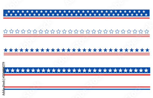American flag symbols patriotic borders dividers stripes set vector design template.
