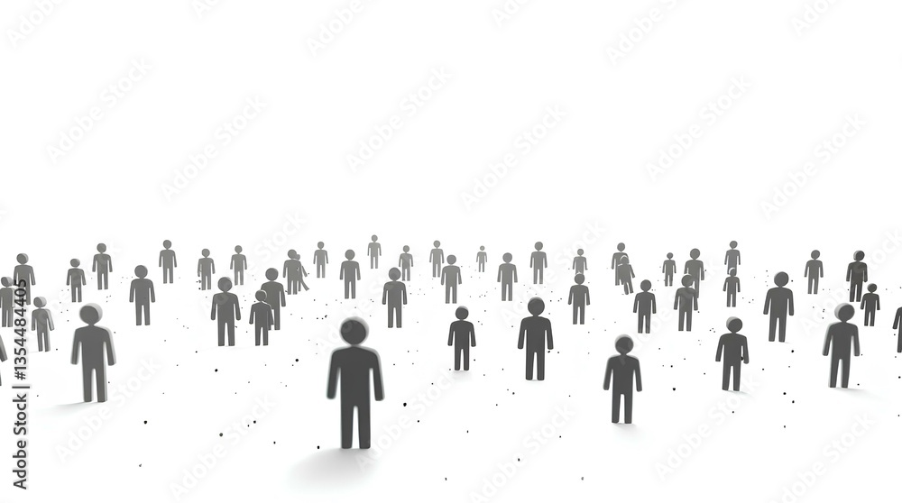 large group of human silhouettes gathered in the center of a blank white space, representing community and collective presence large group of human silhouettes gathered in the center of a blank white space, representing community and collective presence