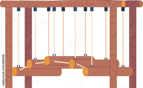 Wooden suspension bridge for playground