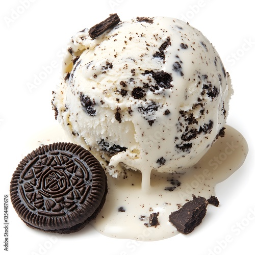 Cookies and Cream Ice Cream with Crushed Oreo Toppings – A scoop of cookies and cream ice cream sprinkled with crushed Oreos and a drizzle of white chocolate.
