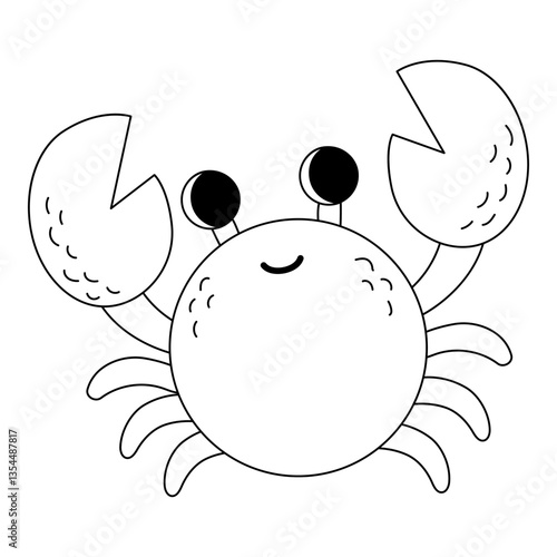 Cute cartoon crab, coloring book for kids