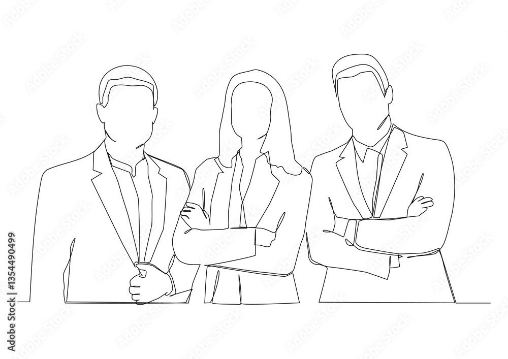 Business team - continuous one line drawing. Business team - continuous one line drawing.