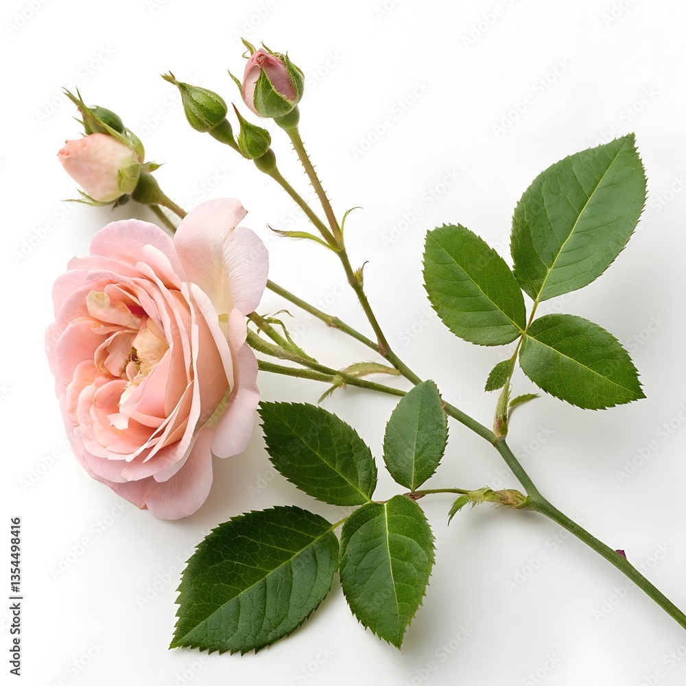 Fototapeta premium climbing rose flower illustration on white background beautiful nature design
