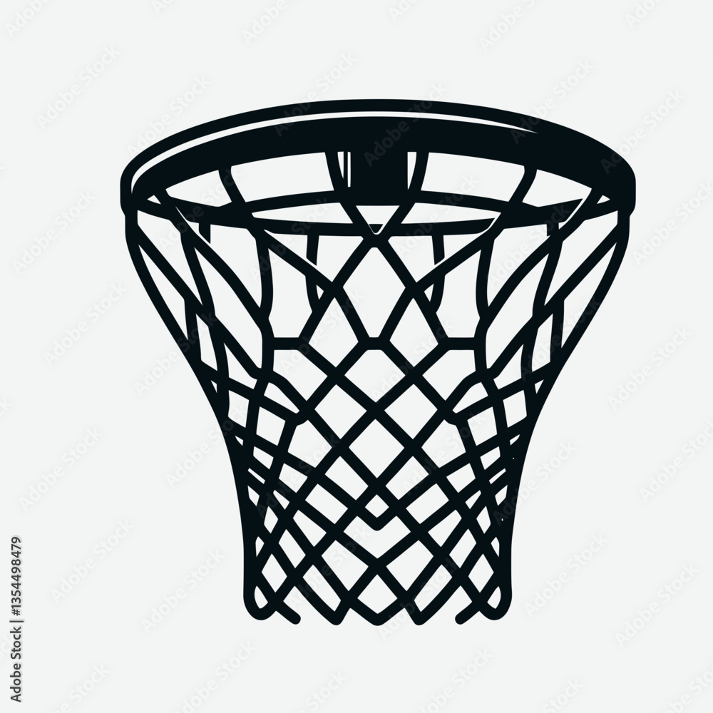 very simple flat and minimalist Basketball Net silhouette in black on a white background. very simple flat and minimalist Basketball Net silhouette in black on a white background.