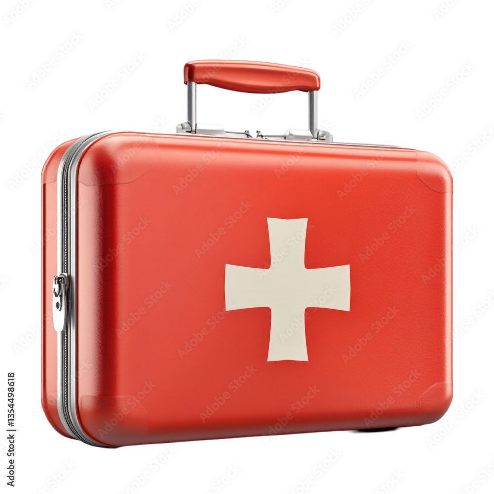 Obraz premium Red First Aid Kit Medical Emergency Healthcare Box