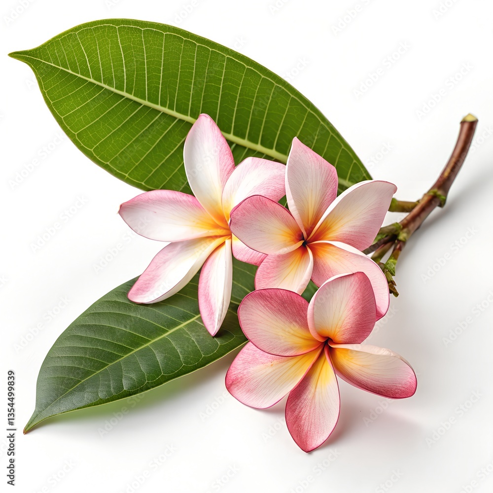 Fototapeta premium plumeria flower on white background with fragrant tropical bloom and vibrant colors