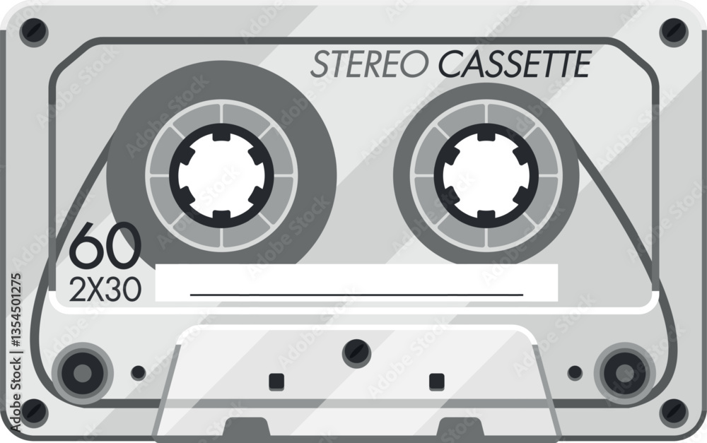 Fototapeta premium Musical audio cassette tape vector illustration