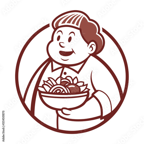 Food Craving Logo Person Relishing a Giant Feast