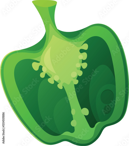 Halved green pepper vector illustration