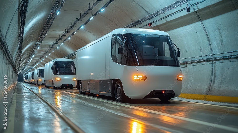 Fototapeta premium Autonomous Vehicles in a Tunnel: Future of Transportation