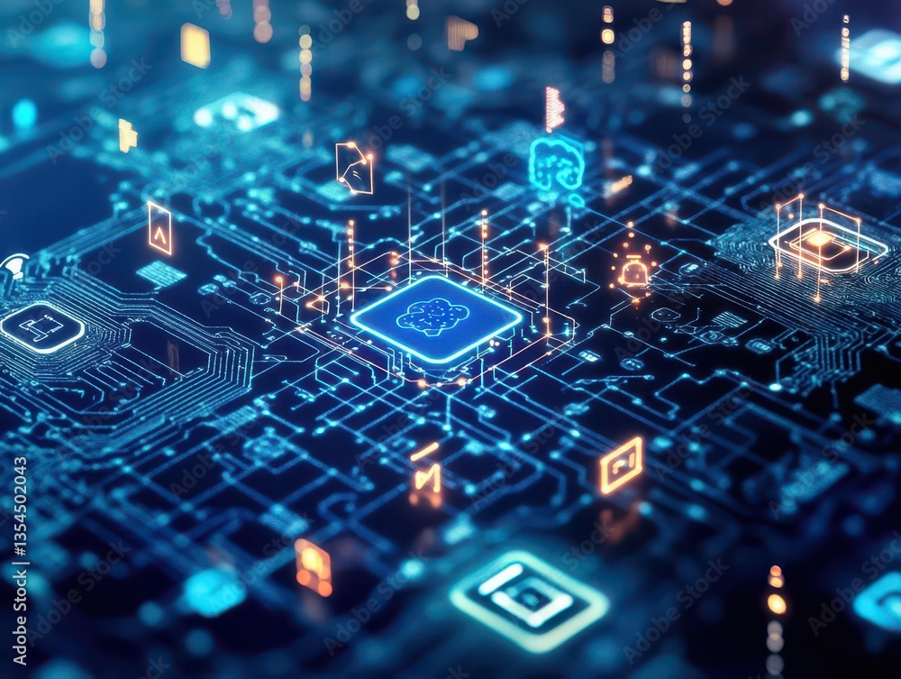 Obraz premium Artificial Intelligence and mobile technology