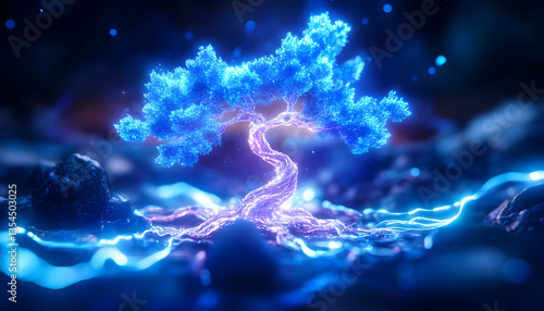 Glowing Tree Night Scene