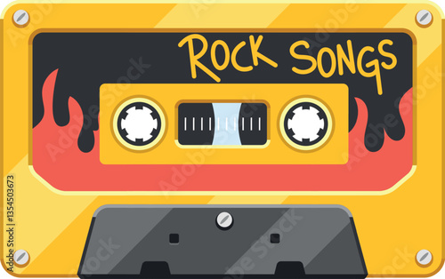 Rock music mix audiocassette vector illustration