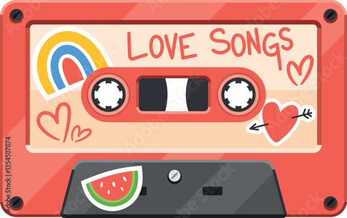Love song audiocassette vector illustration