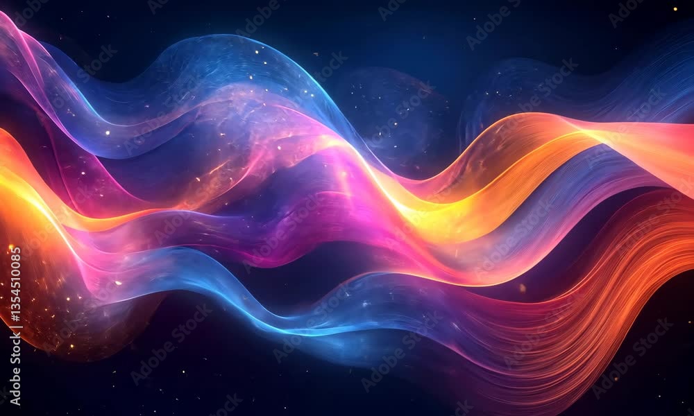 Vibrant Abstract Aurora Borealis with Flowing Lines of Energy and Shimmering Particles Vibrant Abstract Aurora Borealis with Flowing Lines of Energy and Shimmering Particles