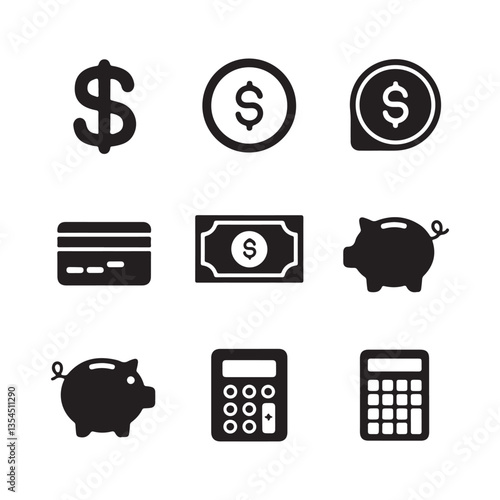 vector set of money icons set