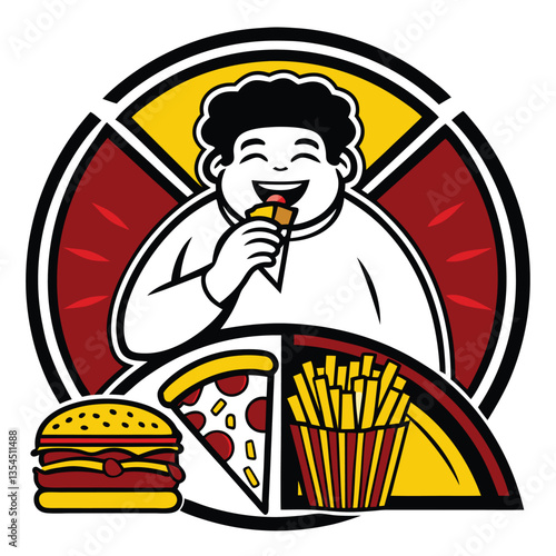 Big Appetite Logo Character Devouring a Feast