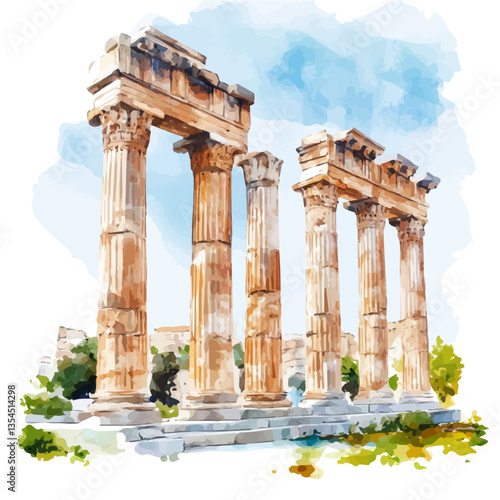 watercolor of Carthaginian Empire, isolated on a white background.