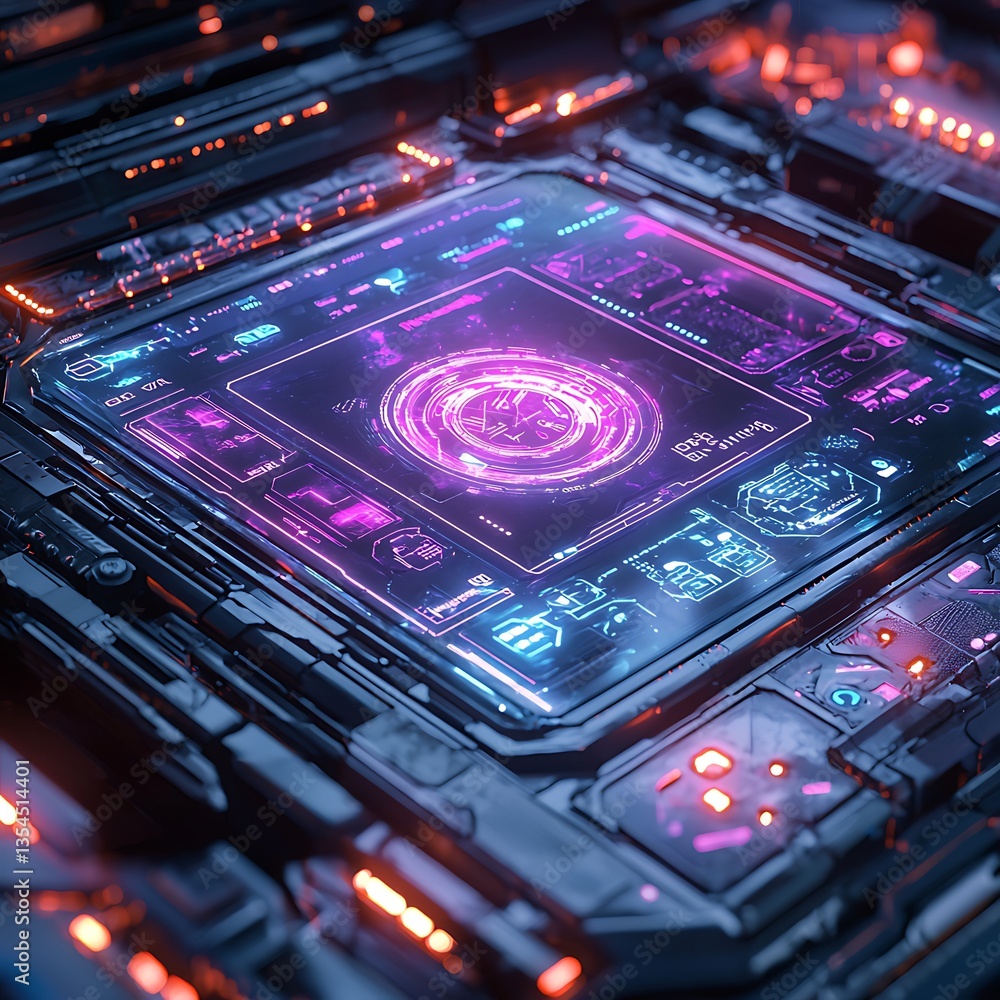 Fototapeta premium Glowing electronic circuit digital sci high resolution picture