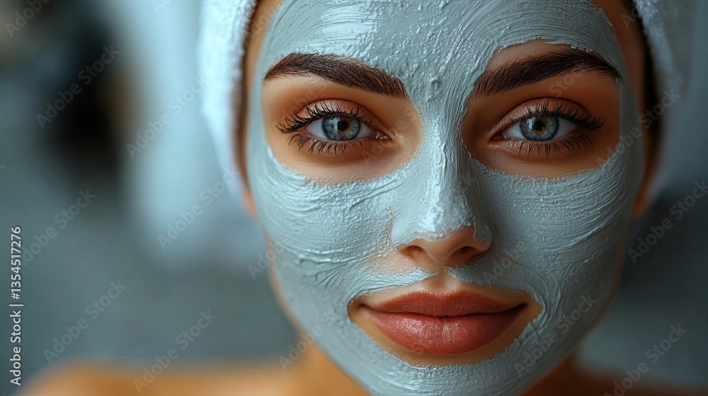Beautician Applying White Clay Mask to a Client’s Face in a Spa Treatment Beautician Applying White Clay Mask to a Client’s Face in a Spa Treatment