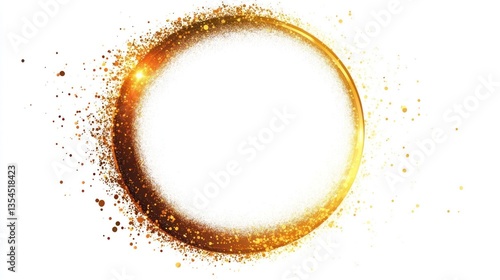 Golden circle frame with sparkles.