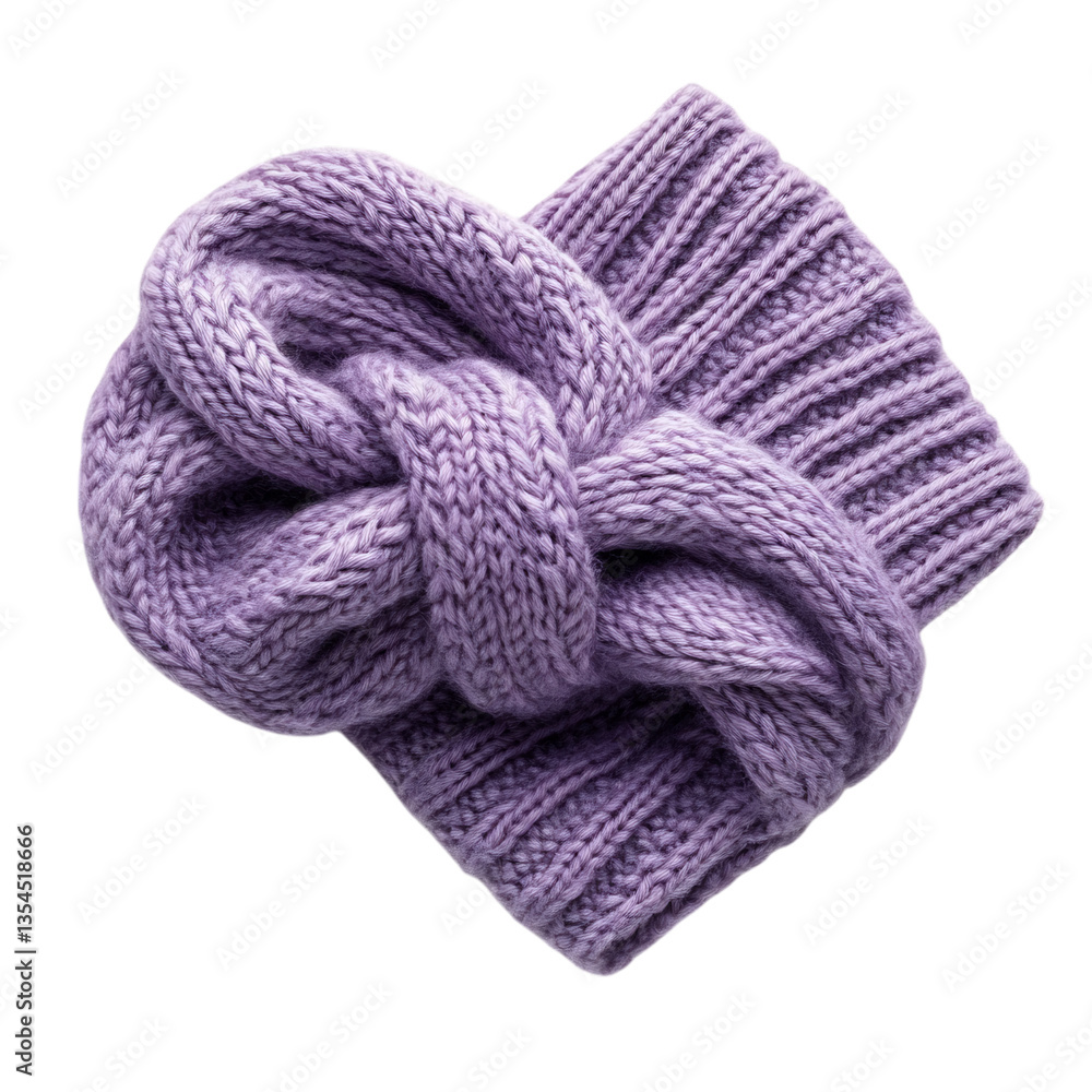 Woolen Headband in Light Purple with Twisted Knot Isolated on Transparent Background Woolen Headband in Light Purple with Twisted Knot Isolated on Transparent Background