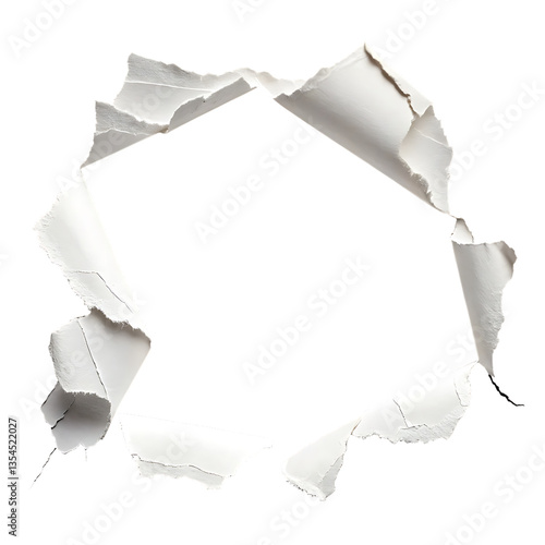 torn paper with hole  isolated on white background