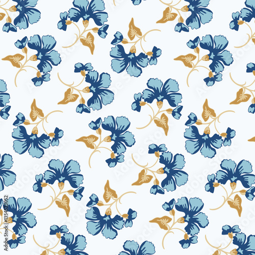 Flowery pattern with small scale flowers. Liberty style millefleurs. Floral seamless background. Texture for textile, manufacturing, wallpapers, scrapbooking, book cover, cloth design.