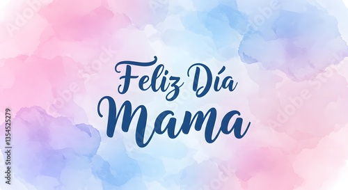 Feliz Dia Mama Text on Watercolor Background for Mother's Day