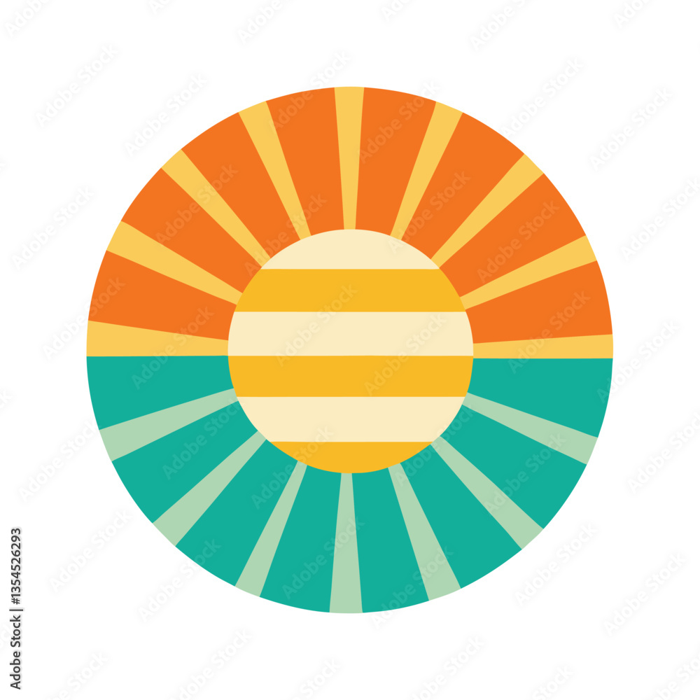 Obraz premium Retro Sunset Circle Graphic Design . Vector retro for greeting card, banner, poster,&nbsp;t-shirt