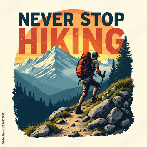 Hiking mountain t shirt and vector design