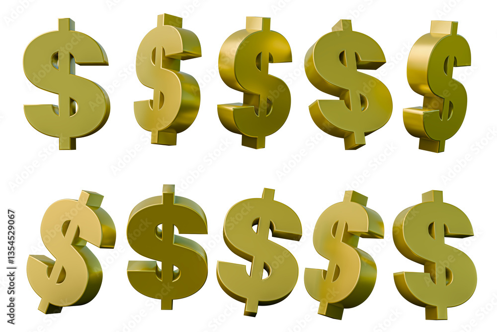 3D rendering, realistic 3D, 3d render, dollar currency logo, transparent background 3D rendering, realistic 3D, 3d render, dollar currency logo, transparent background