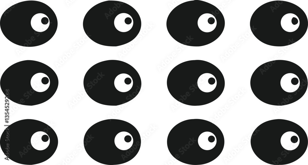 Simple Black and White Cartoon Eyes Pattern Simple Black and White Cartoon Eyes Pattern