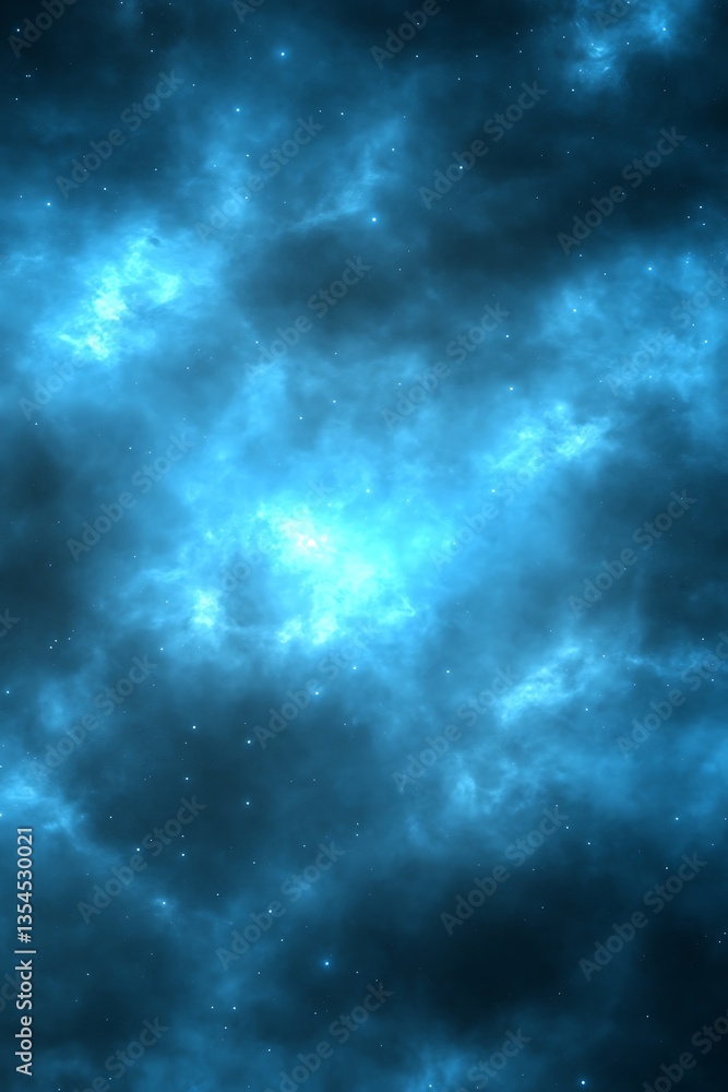 Naklejka premium Celestial expanse with ethereal clouds and twinkling distant cosmic dust