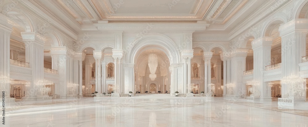 Fototapeta premium Grand Palace Interior: Opulent White Marble Hall