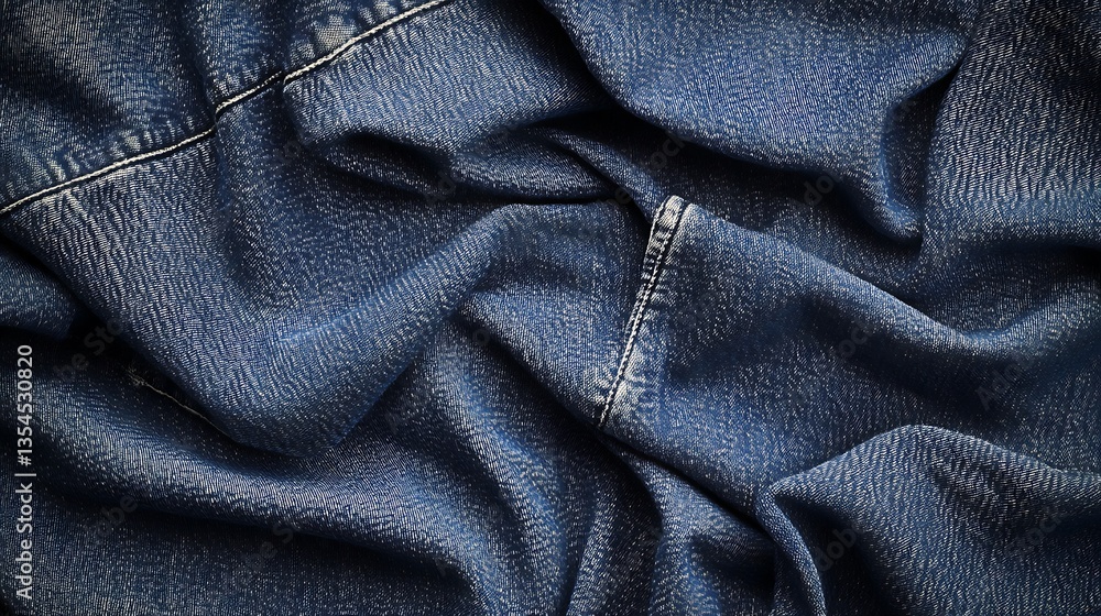 Hyper-Realistic Denim Fabric Mockup With Authentic Indigo Dye Variations and Textured Stitching Details Hyper-Realistic Denim Fabric Mockup With Authentic Indigo Dye Variations and Textured Stitching Details