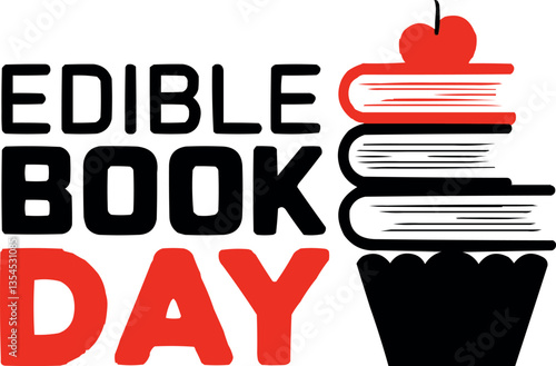 Edible Book Day Celebration Food and Literature Vector